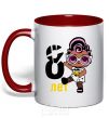 Mug with a colored handle Baby 8 year old doll in a T-shirt red фото