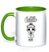 Mug with a colored handle Lol surprise pajamas with a skeleton kelly-green фото