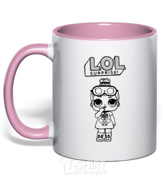 Mug with a colored handle Lol surprise pajamas with a skeleton light-pink фото
