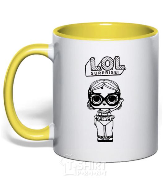 Mug with a colored handle Lol surprise in a stylish swimsuit yellow фото