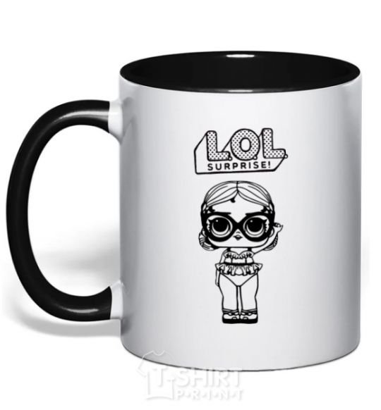 Mug with a colored handle Lol surprise in a stylish swimsuit black фото