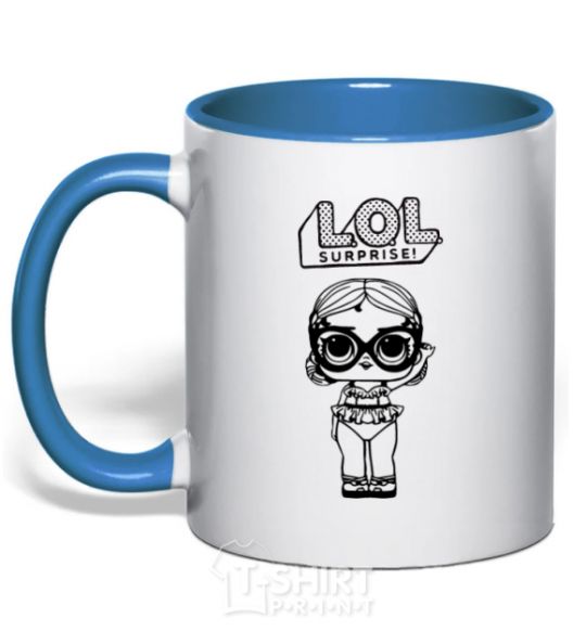 Mug with a colored handle Lol surprise in a stylish swimsuit royal-blue фото