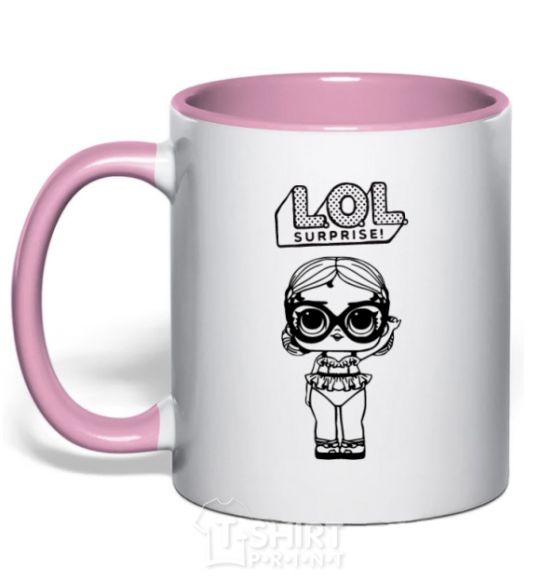 Mug with a colored handle Lol surprise in a stylish swimsuit light-pink фото