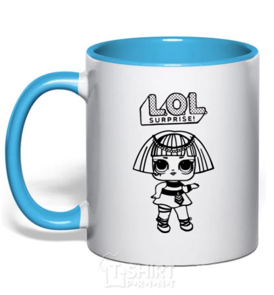 Mug with a colored handle Lol surprise Egyptian sky-blue фото