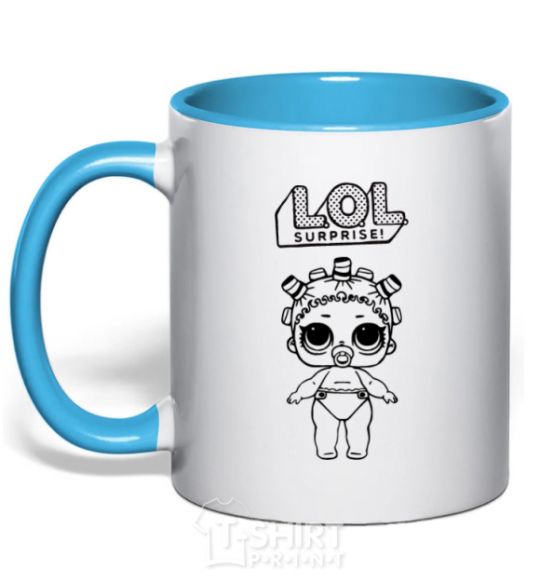 Mug with a colored handle Lol surprise in panties sky-blue фото