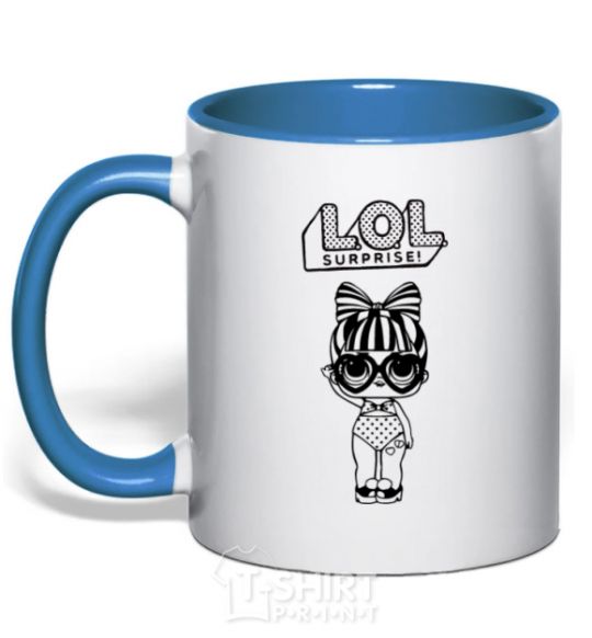 Mug with a colored handle Lol surprise heart glasses royal-blue фото