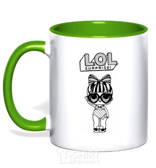 Mug with a colored handle Lol surprise heart glasses kelly-green фото