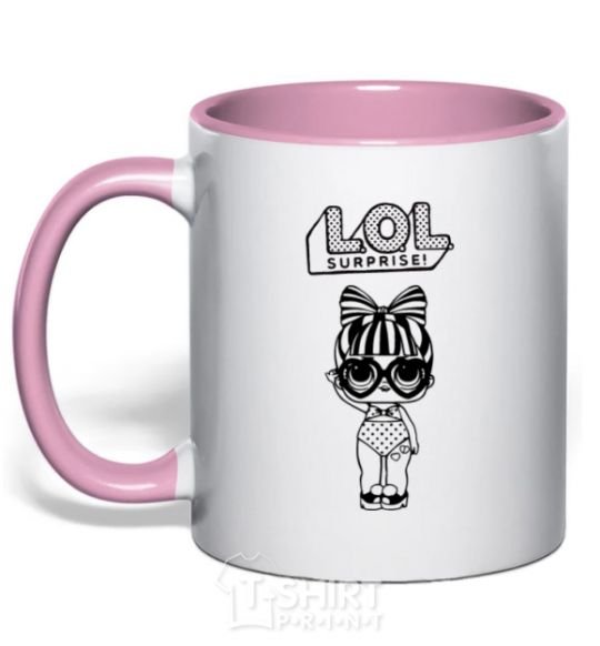 Mug with a colored handle Lol surprise heart glasses light-pink фото