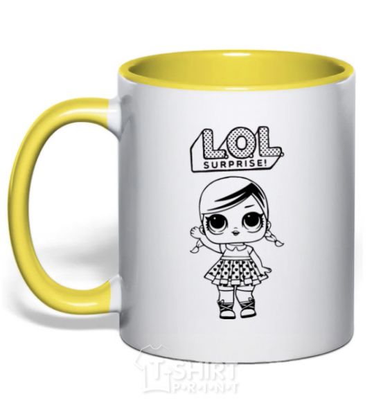 Mug with a colored handle Lol surprise with pigtails yellow фото