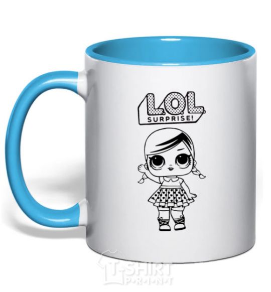 Mug with a colored handle Lol surprise with pigtails sky-blue фото