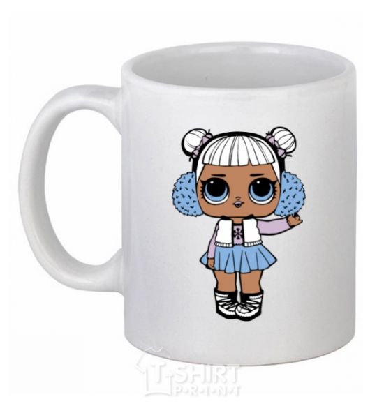 Ceramic mug A doll in a vest White фото