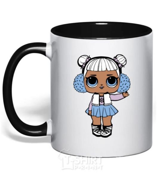 Mug with a colored handle A doll in a vest black фото