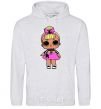 Men`s hoodie Colorful doll with poodle sport-grey фото