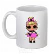 Ceramic mug Colorful doll with poodle White фото