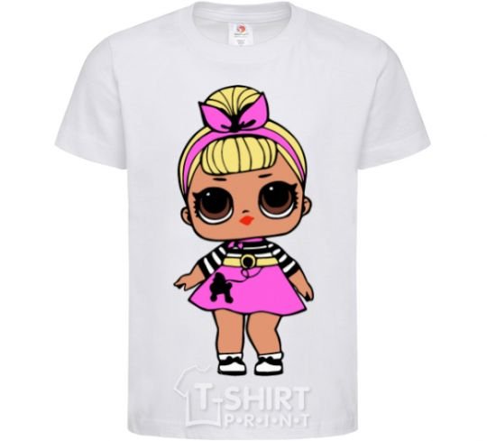 Kids T-shirt Colorful doll with poodle White фото