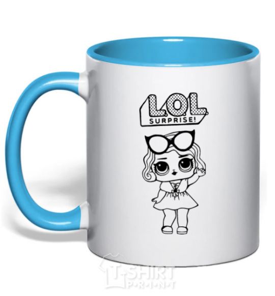 Mug with a colored handle Lol surprise frenchwoman sky-blue фото