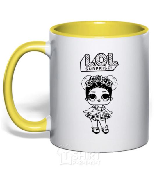 Mug with a colored handle Lol surprise wreath and a doodle yellow фото