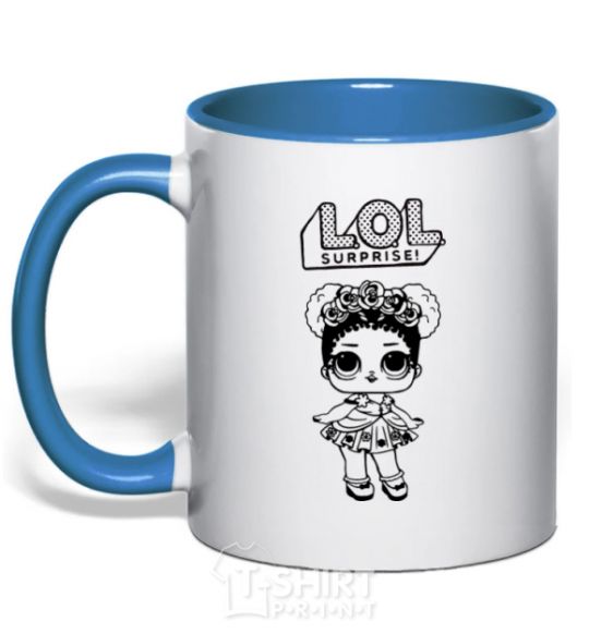 Mug with a colored handle Lol surprise wreath and a doodle royal-blue фото