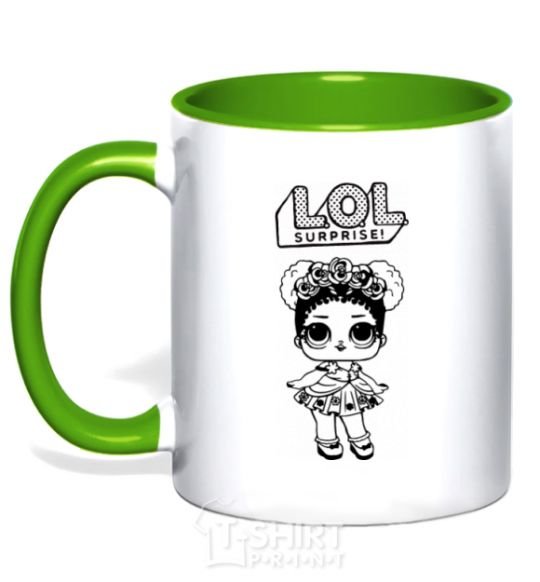 Mug with a colored handle Lol surprise wreath and a doodle kelly-green фото