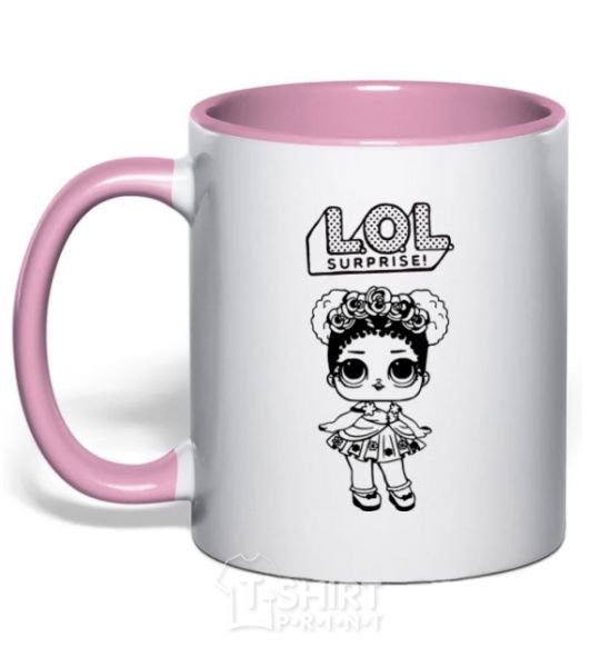 Mug with a colored handle Lol surprise wreath and a doodle light-pink фото