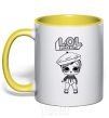 Mug with a colored handle Lol surprise in a beret yellow фото