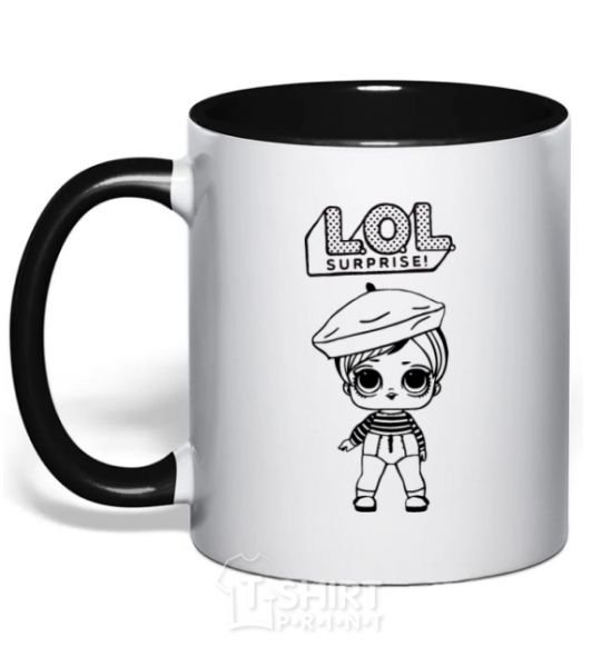 Mug with a colored handle Lol surprise in a beret black фото