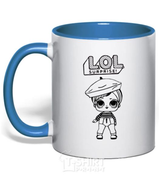Mug with a colored handle Lol surprise in a beret royal-blue фото