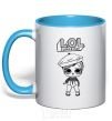 Mug with a colored handle Lol surprise in a beret sky-blue фото