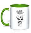 Mug with a colored handle Lol surprise in a beret kelly-green фото