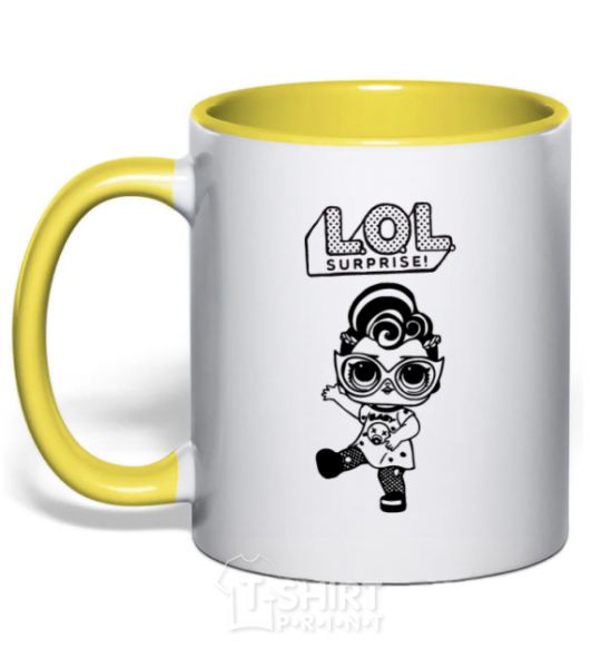 Mug with a colored handle Lol surprise in a T-shirt yellow фото