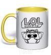 Mug with a colored handle Lol hamster yellow фото