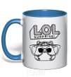 Mug with a colored handle Lol hamster royal-blue фото