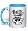 Mug with a colored handle Lol hamster sky-blue фото