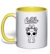 Mug with a colored handle Lol bunny yellow фото