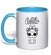 Mug with a colored handle Lol bunny sky-blue фото