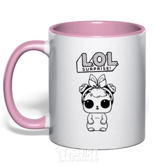 Mug with a colored handle Lol bunny light-pink фото