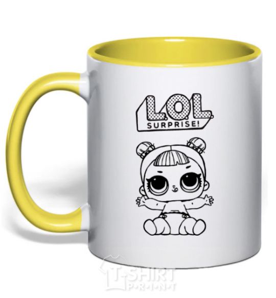 Mug with a colored handle Lol baby yellow фото