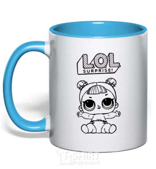 Mug with a colored handle Lol baby sky-blue фото