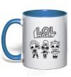 Mug with a colored handle Lol three dolls rock royal-blue фото