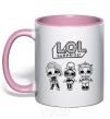 Mug with a colored handle Lol three dolls rock light-pink фото