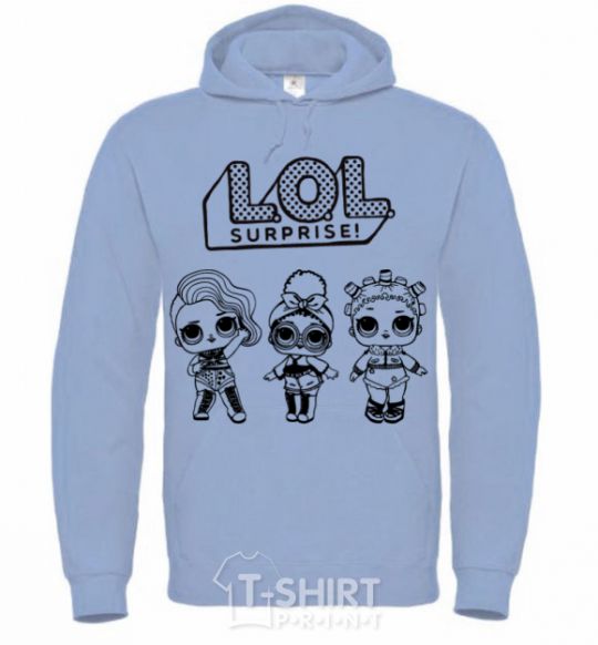 Men`s hoodie Lol three dolls rock sky-blue фото