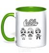 Mug with a colored handle Lol three dolls in skirts kelly-green фото