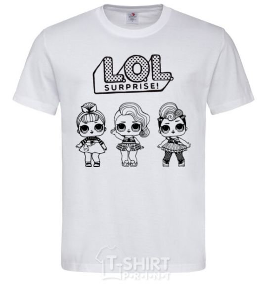 Мужская футболка Lol три куклы в юбках Белый фото