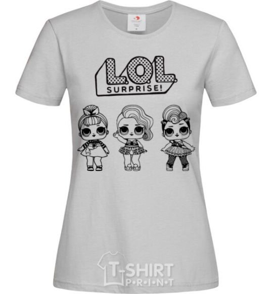 Женская футболка Lol три куклы в юбках Серый фото