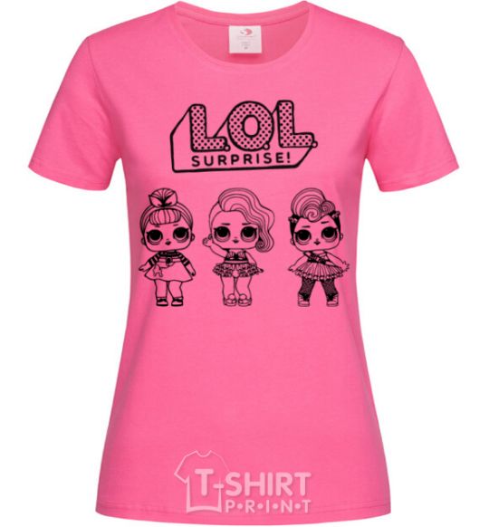 Женская футболка Lol три куклы в юбках Ярко-розовый фото