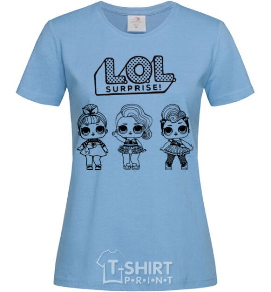 Женская футболка Lol три куклы в юбках Голубой фото