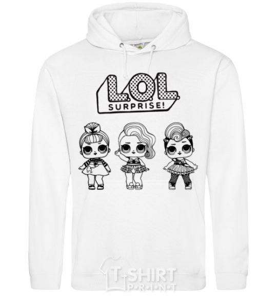 Men`s hoodie Lol three dolls in skirts White фото