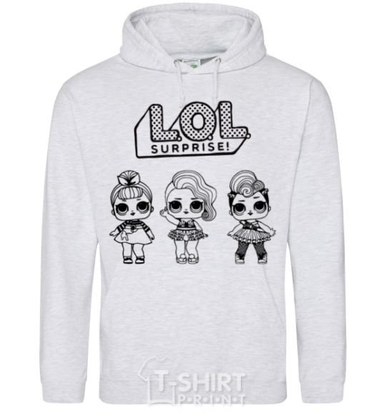 Men`s hoodie Lol three dolls in skirts sport-grey фото