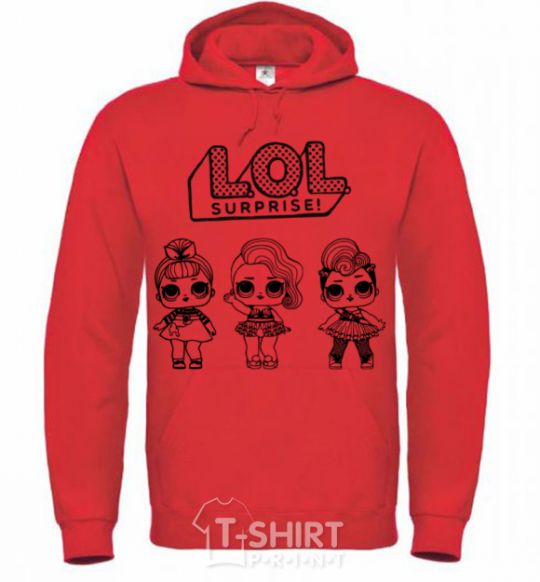 Men`s hoodie Lol three dolls in skirts bright-red фото