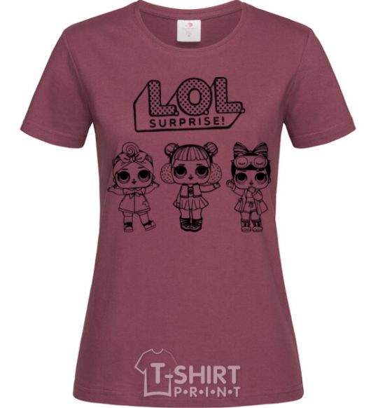 Women's T-shirt Lol three dolls winter burgundy фото